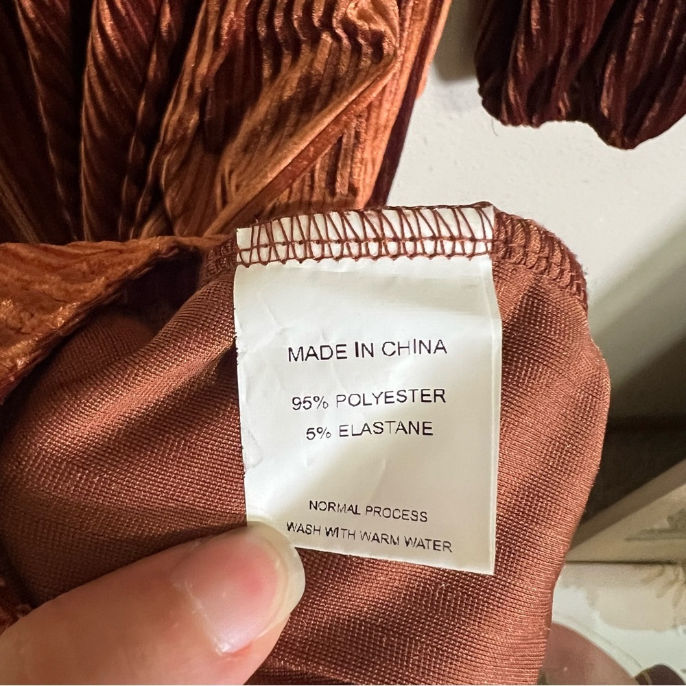 Simpler Rust Velvet Wrap Tie Dress- Size Large - Picture 7 of 7